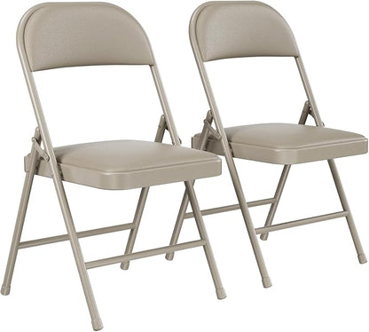 2 Pack Padded Folding Chairs, Portable Metal Foldable Chairs by HomePage