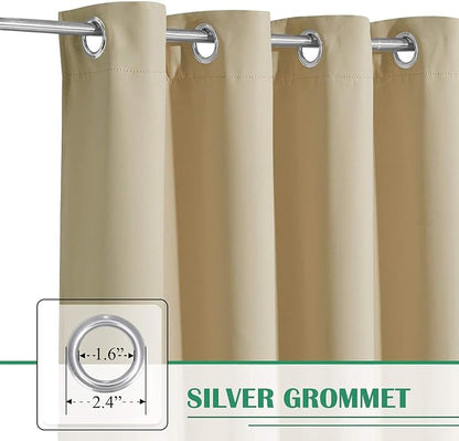 Outdoor Curtains Waterproof W52 x L108 Inch Cream Beige, 1 Panel | Thermal - Image 4
