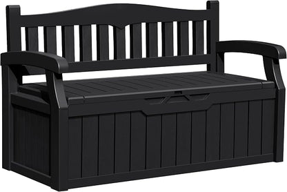 Greesum 80 Gallon Outdoor Storage Bench, Deck Box, Dark Black | by BuynowfromGreesum