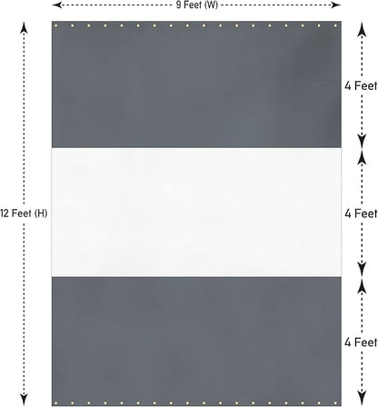 Covers & all Outdoor Clear Panel Curtain, 12 oz Vinyl Outdor Curtains for Patio, Waterproof & Weather Resistant Tarp with Brass Grommets for Pergola, Porch, Gazebos, Balcony (12' H x 9' W Feet, Gray)