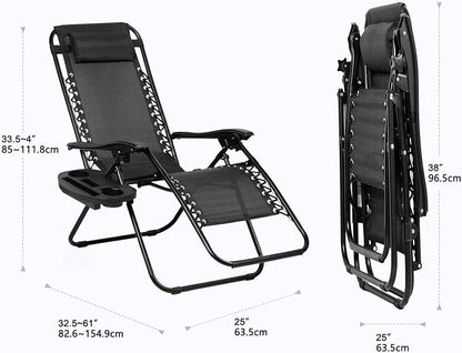 Nazhura Set of 2 Relaxing Recliners Patio Chairs Adjustable Steel Mesh Zero - Image 3