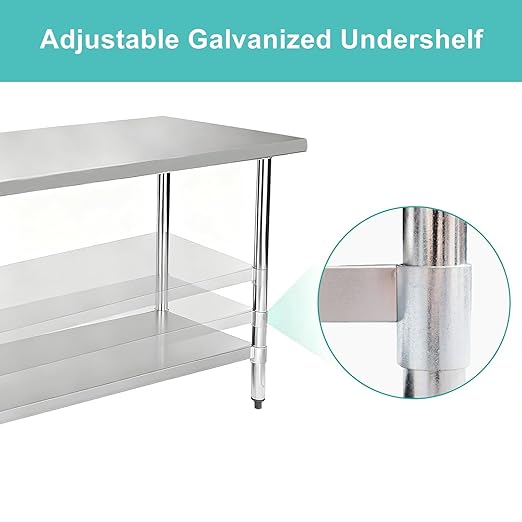Stainless Steel Work Table 18 x 36 Inch, NSF Commercial Prep Table with Undershelf, Heavy Duty Food Prep Workstation