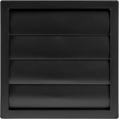 Plastic 6" Black Dryer Vent Cover with Flange - Exhaust Ventilation Grille with Shutters - Louvered Air Vent for Bathroom, Kitchen, Garage various Ventilation Systems Ø5.9" / 7.5" x 7.5"