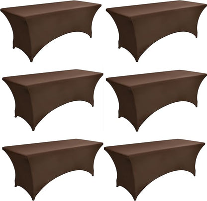 6-Pack 6ft Spandex Table Covers for Rectangle Standard Folding Tables - Wrinkle Resistant Stretch Tablecloths - Ultimate Fitted Table Protector for Parties, Trade Shows, Wedding
