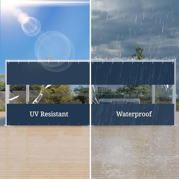 Covers & All Outdoor Clear Panel Curtain, 12 oz Vinyl Outdor Curtains for Patio, Waterproof & Weather Resistant Tarp with Brass Grommets for Pergola, Porch, Gazebos, Balcony (4' H x 9' W feet, Blue)