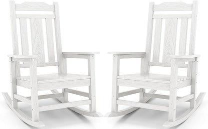 SERWALL Outdoor Rocking Chairs Set of 2, HDPE Rocking Chair Outdoor by SERWALL