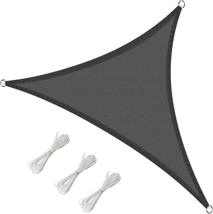 16' x 16' x 16' Triangle Sun Shade Sail, 185 GSM HDPE, Dark Grey | 95% UV block - Image 2