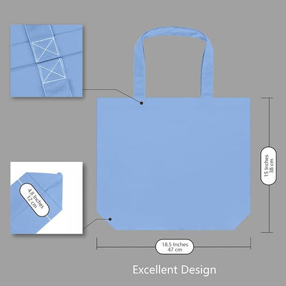 TOPDesign 3-Pack Super Strong Large 12oz Cotton Canvas Tote Bags, Reusable Grocery Shopping Cloth Bags, Fashionable Two-Tone Totes for Crafts, DIY Your Creative Designs