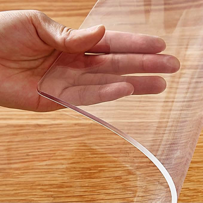 19x42 Inch Rectangle Clear Table Cover Protector Clear PVC Desk Top Pad Glass Plastic Table Pads for Dining Living Room Table Coffee Table Easy Clean PVC Mat Wipeable Waterproof Crystal Vinyl Cloths