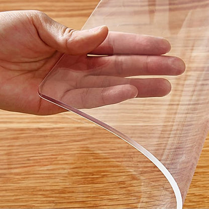 Rectangular Clear Plastic Table Cover Protector Thicken Heat Resistant Crystal PVC Desk Cover Protector for Marble Table Coffee Table Bar Countertop Dining Table Waterproof Non-Slip 52x108" or 106"