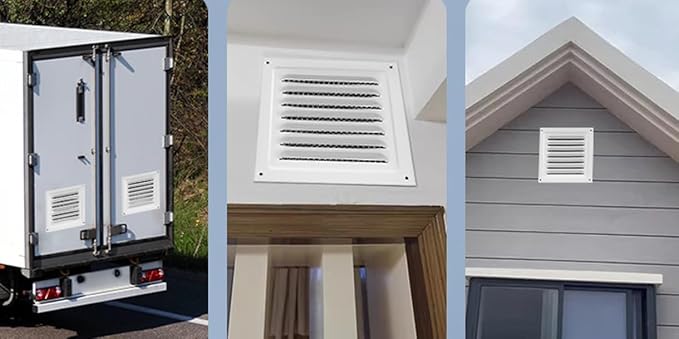 2pcs Attic Vent Soffit Vent Aluminum Wall Vent Metal Shed Vent Square Vent Louver Vent Grille with Built-in Insect Screen for Exterior Door House Attic Garage Ceiling (White 12" x 12"-2 Pack)