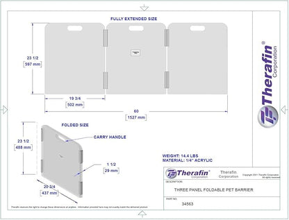 Pet Barrier (3-Panel) | Free-Standing Pet Gate | Foldable | Protect Your Indoor Living Spaces, Decorations, and Important Items from Pets | Made in The USA