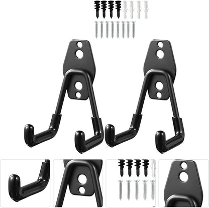 Kisangel Heavy Duty Garage Wall Hooks 2pcs Metal Utility Hangers Black for Garden Tools Storage and Garage Organization