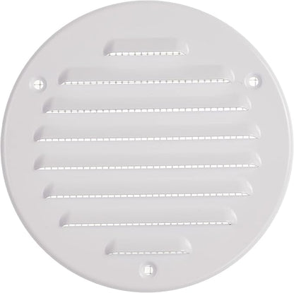 Vent Systems - 4 Inch (Inner) Pack of 2 White Metal Round Soffit Air Vent Grille Cover, Register air Vent Deflector, Louver - Built-in Mesh - HVAC for Bathroom, Home Office, Kitchen 5 Inch (Outer)