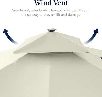 Best Choice Products 9x12ft LED Cantilever Patio Umbrella w/Base Included & - Image 7