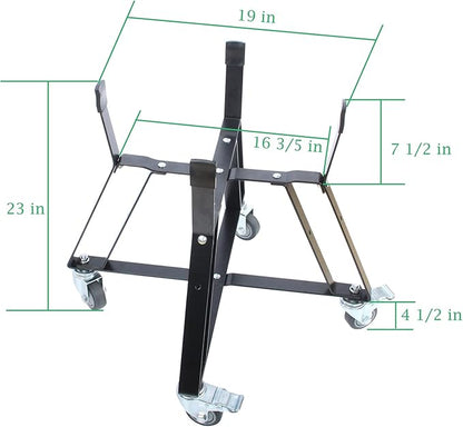 Rolling Cart Stand for Large Big Size Green Egg with Heavy Duty Locking Caster Wheels Powder Coated Steel Rolling Outdoor Cart Rolling Stand Big Size Green Egg Smoker Kamado Joe Grill Stand Accessory