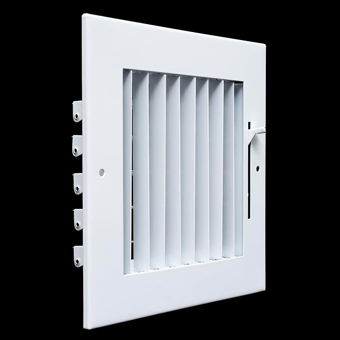 [2 Pack] Fits 6x6 Duct Opening Steel Adjustable Air Supply Grille by Handua | Register Vent Cover Grill for Sidewall and Ceiling | White | Outer Size: 7.75" X 7.75"