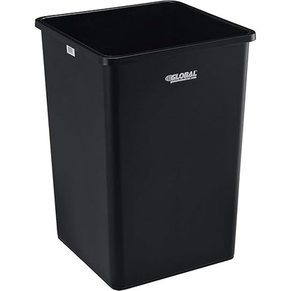 Global Industrial Square Plastic Garbage Can, 35 Gallon Capacity, Indoor/Outdoor Rated, 19-1/2"W x 19-1/2"D x 27-4/5"H, Utility Trash Can, No Lid, Black
