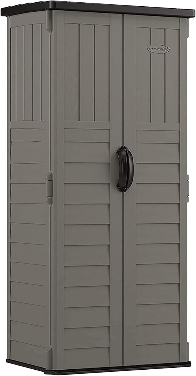 Suncast 22 Cu Ft, Vertical Storage Shed, Pad-Lockable Double Doors by Unknown