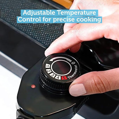 Courant smokeless indoor Electric grill, Copper Non-stick Coating Extra Large and Adjustable Temperature Control, Grill BBQ, Table Top Indoor Grill
