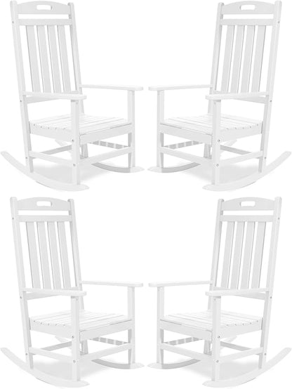 Outdoor Rocking Chair Set of 4, All-Weather Resistant Poly Lumber Rocker Chair by Adiromoti