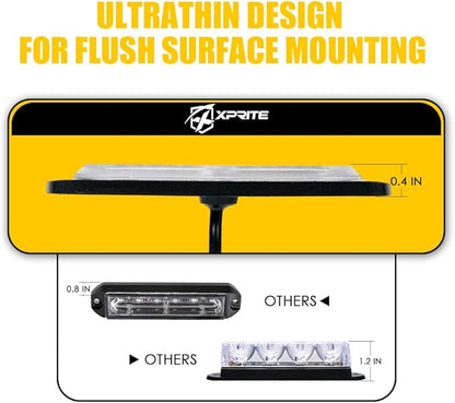 Xprite 24 LED Blue Surface Mount Strobe Police Lights Kit, Emergency Safety Warning Flashing Grille Safety Cop Marker Light Assembly for Volunteer Vehicles Trucks ATV UTV Motorcycle 8PCS