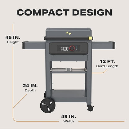 Current Model G Griddle, Smart Electric Outdoor Flat Top BBQ Grill with 200°F to 600°F Range for Searing & Roasting, Digital Precision, Apartment-Friendly & Weather-Resistant