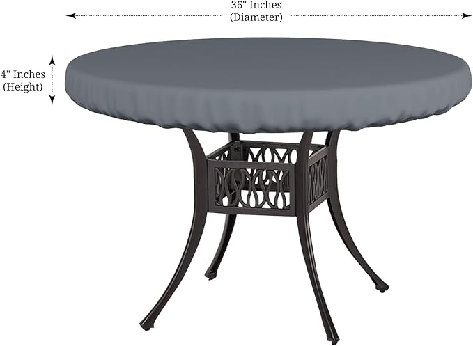 Covers & All Round Table Top Cover, 12 Oz Waterproof UV & Weather Resistant Patio Table Cover, Outdoor Table Cover for Patio Outdoor Furniture & Coffee Table (36" Dia x 4" H Inches, Gray)