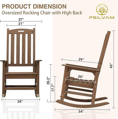 Outdoor Rocking Chair Set of 2, Oversized Porch Rocker | Weather Resistant - Image 4