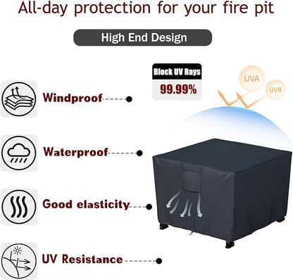 Chinchilla Heavy Duty 32 Inch Square Fire Pit Cover - 100% Waterproof & Weatherproof, Durable All-Season Protection for 29/30/31/32 Inch Propane Fire Pits and Tables