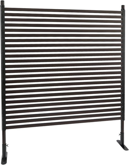 Outdoor Privacy Screens Freestanding, 47" W x 59" H Metal Slatted Decorative Screen and Panels with Stand, Brown Backyard Privacy Panels for Garden Patio