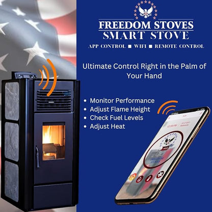 Freedom Stoves Pellet Stove: Independence PS21 Freestanding with Battery Backup and Wi-Fi, Heats 800–1800 Sq Ft, EPA Certified, 5 Year Warranty