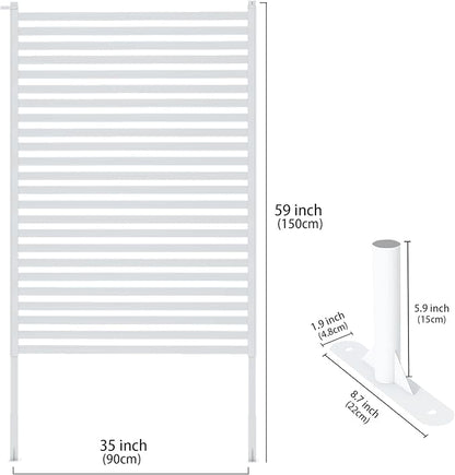 Outdoor Privacy Screen Fence with Feet Stand 3FT x 5FT, Freestanding Fence Privacy Screen for Outside, Metal Pipes and Slats Panels Divider Stake for Garden Patio Balcony Backyard White