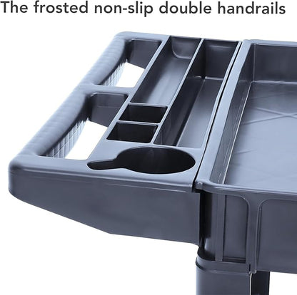 Service Cart 2-Shelf, Storage Handle, 500 lbs Capacity, for Warehouse/Garage/Cleaning/Manufacturing，45"X25" Grey