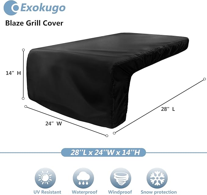 Burner Cover for 24 inch DCS Power Burner Built-in Natural Gas Griddle,Heavy Duty 600D Waterproof Burner Cover with Plush Lining,Suitable 28''L x 24''W x 14''H,Black