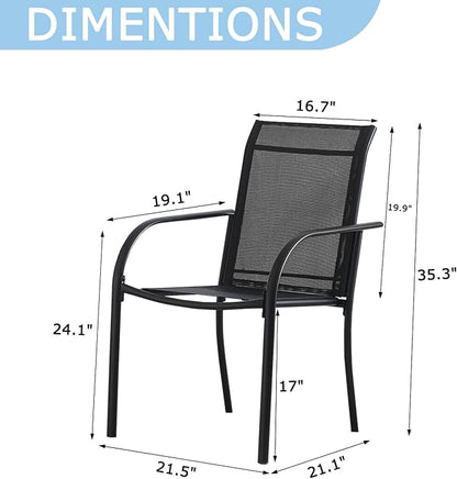 Stackable Patio Chairs Set of 4, Outdoor Dining Chairs - Image 2