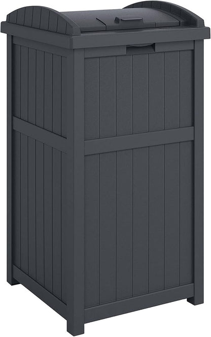 Suncast 2 Pack Trash Hideaway Refuse Container, Stylish Resin Outdoor Garbage Bin with Latching Lid, 30 to 33 Gallon Capacity, Cyberspace
