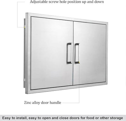 Outdoor Kitchen Door, Outdoor Kitchen Access Door, Stainless Steel BBQ Double Door, Available for Outdoor Kitchen Island or Outdoor Kitchen., 30''Wx23''H