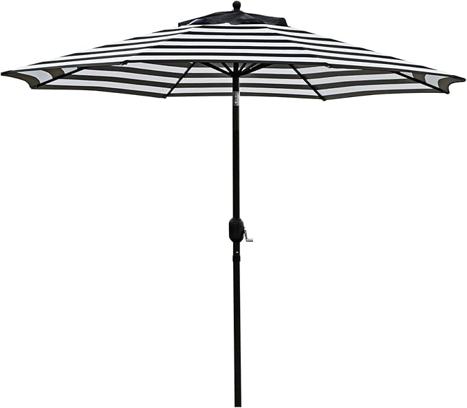 Sunnyglade 9' Patio Umbrella Black and White Outdoor Table Umbrella 8 Ribs | by Sunnyglade