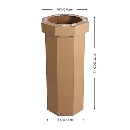 Eyely MPH1300A-SET2 Sal 25-Gallon Disposable Corrugated Cardboard Event Trash Can and Recycling Bin for BBQs, Beach, Parties & Events & Outdoor Activities, Plain Brown (Set of 2)