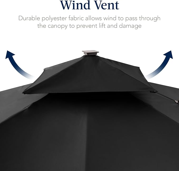 Best Choice Products 12x12ft LED Cantilever Patio Umbrella w/Base Included & - Image 7