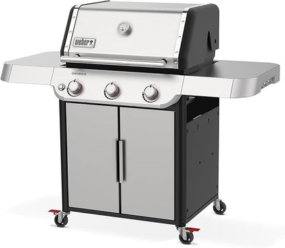 Weber Genesis S-315 Liquid Propane Gas Grill for Outdoor Grilling, 3 Burners, Stainless Steel