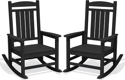 Oversized Outdoor Rocking Chairs Set of 2, HDPE Porch Rocker by KINGYES