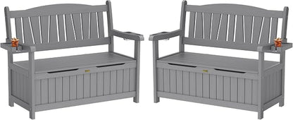 YEFU Outdoor Bench Set of 2, Heavy Duty Garden Storage Bench, Weatherproof by YEFU