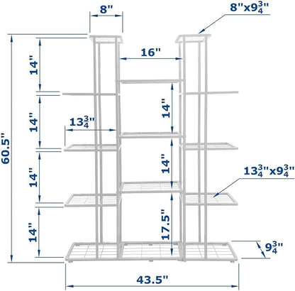 5 Tier 14 Potted White Metal Large Plant Stand Indoor Outdoor Flower Pot - Image 3