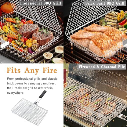 Deep BBQ Grill Basket, Lockable Grilling Basket - Image 6