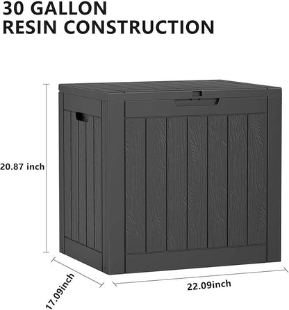 EasyUp 30 Gallon Outdoor Storage Box Waterproof, UV Resistant Outdoor Deck Box, Resin Lockable Deck Boxes for Garden Tools Equipment and Cushions, Black