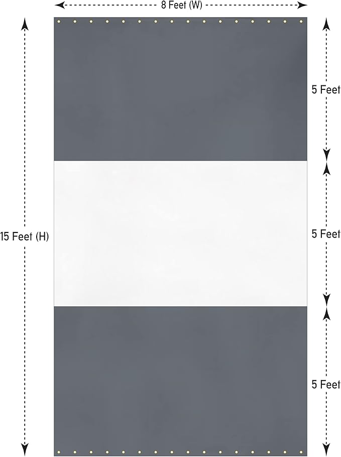 Covers & All Outdoor Clear Panel Curtain, 12 oz Vinyl Outdor Curtains for Patio, Waterproof & Weather Resistant Tarp with Brass Grommets for Pergola, Porch, Gazebos, Balcony (15' H X 8' W feet, Gray)