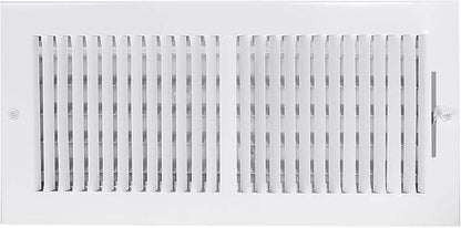 EZ-FLO 14 x 6 Inch (Duct Opening) Air Vent Cover for Wall or Ceiling, Two-Way Ventilation Register, Solid Steel HVAC Register Cover, White, 61613