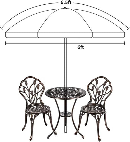 AMMSUN Patio Umbrella, 6.5 ft Outdoor Table Umbrella - Image 7